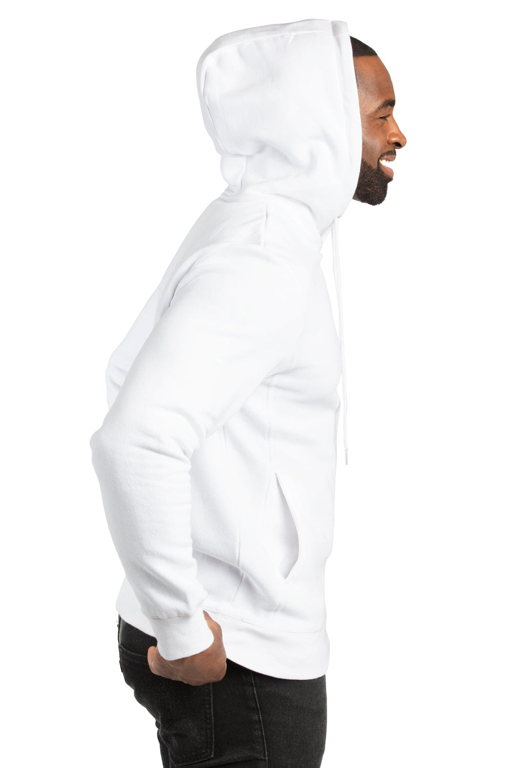 Threadfast Apparel 320H Mens Ultimate Fleece Hooded Sweatshirt Hoodie White Side