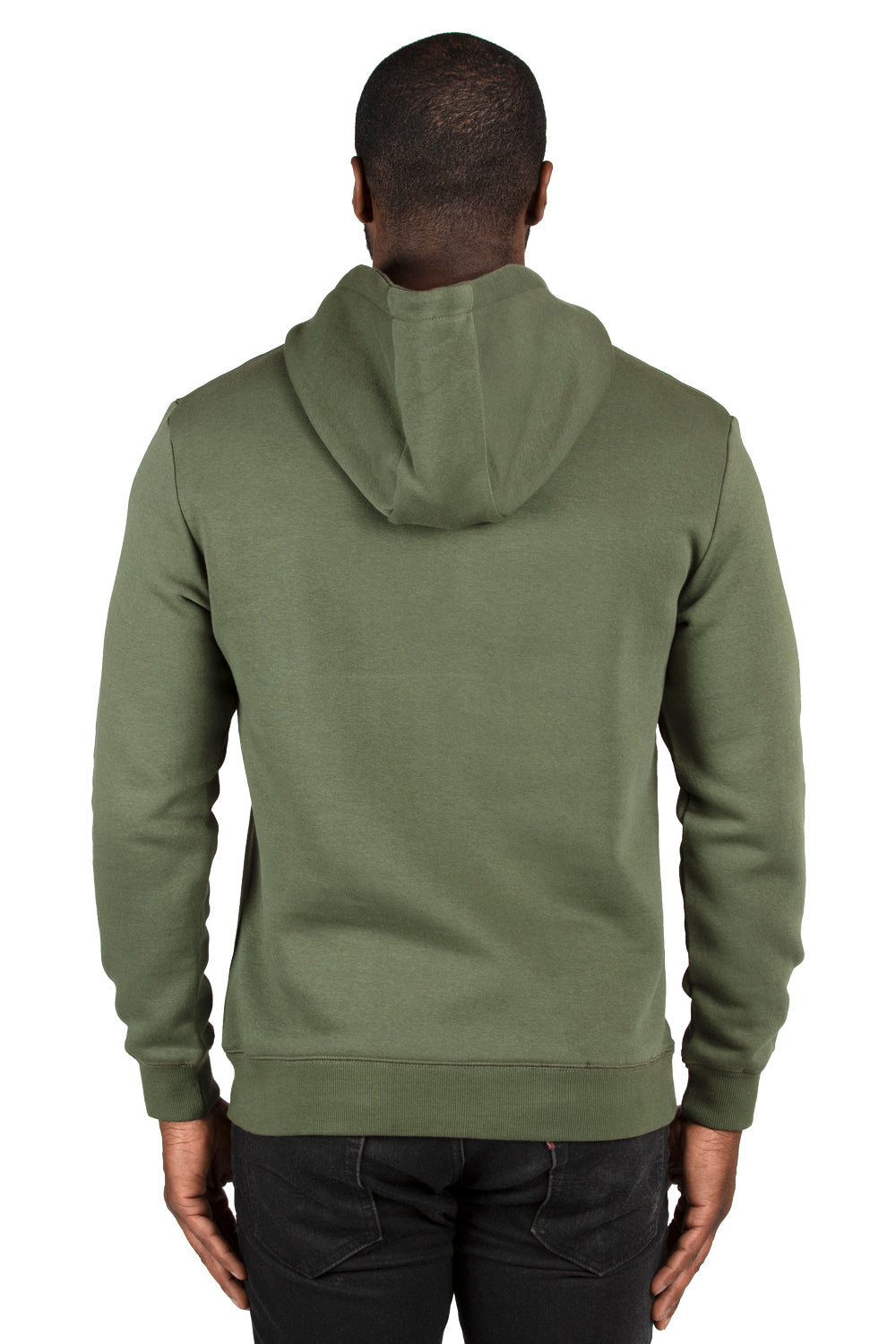 Threadfast Apparel 320H Mens Ultimate Fleece Hooded Sweatshirt Hoodie Army Green Back