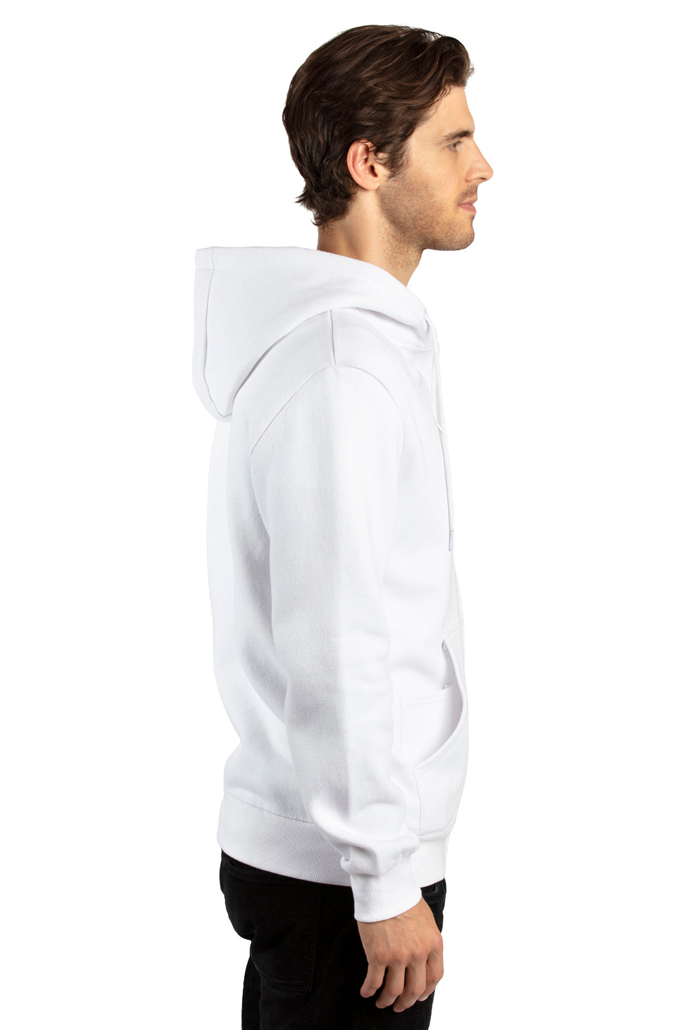 Threadfast Apparel 320Z Mens Ultimate Fleece Full Zip Hooded Sweatshirt Hoodie White Side