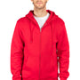 Threadfast Apparel Mens Ultimate Fleece Full Zip Hooded Sweatshirt Hoodie - Red