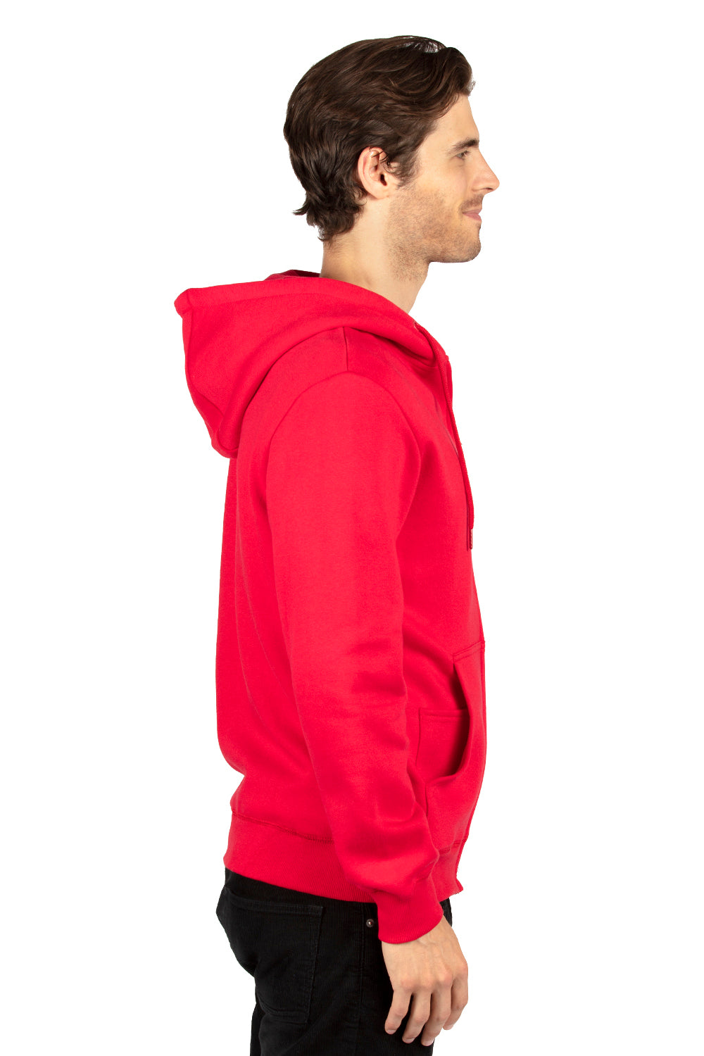 Threadfast Apparel 320Z Mens Ultimate Fleece Full Zip Hooded Sweatshirt Hoodie Red Side