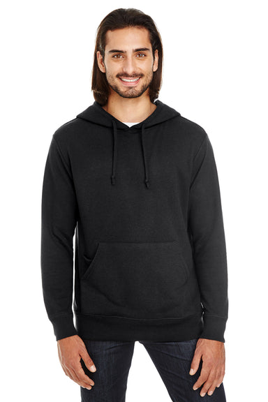 Threadfast Apparel 321H Mens French Terry Hooded Sweatshirt Hoodie Black Front