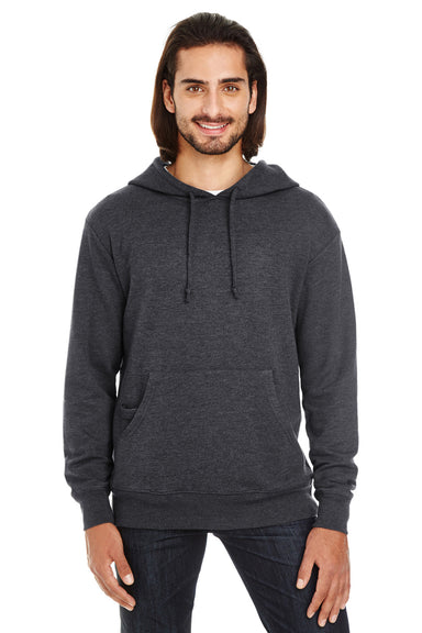 Threadfast Apparel 321H Mens French Terry Hooded Sweatshirt Hoodie Heather Black Front