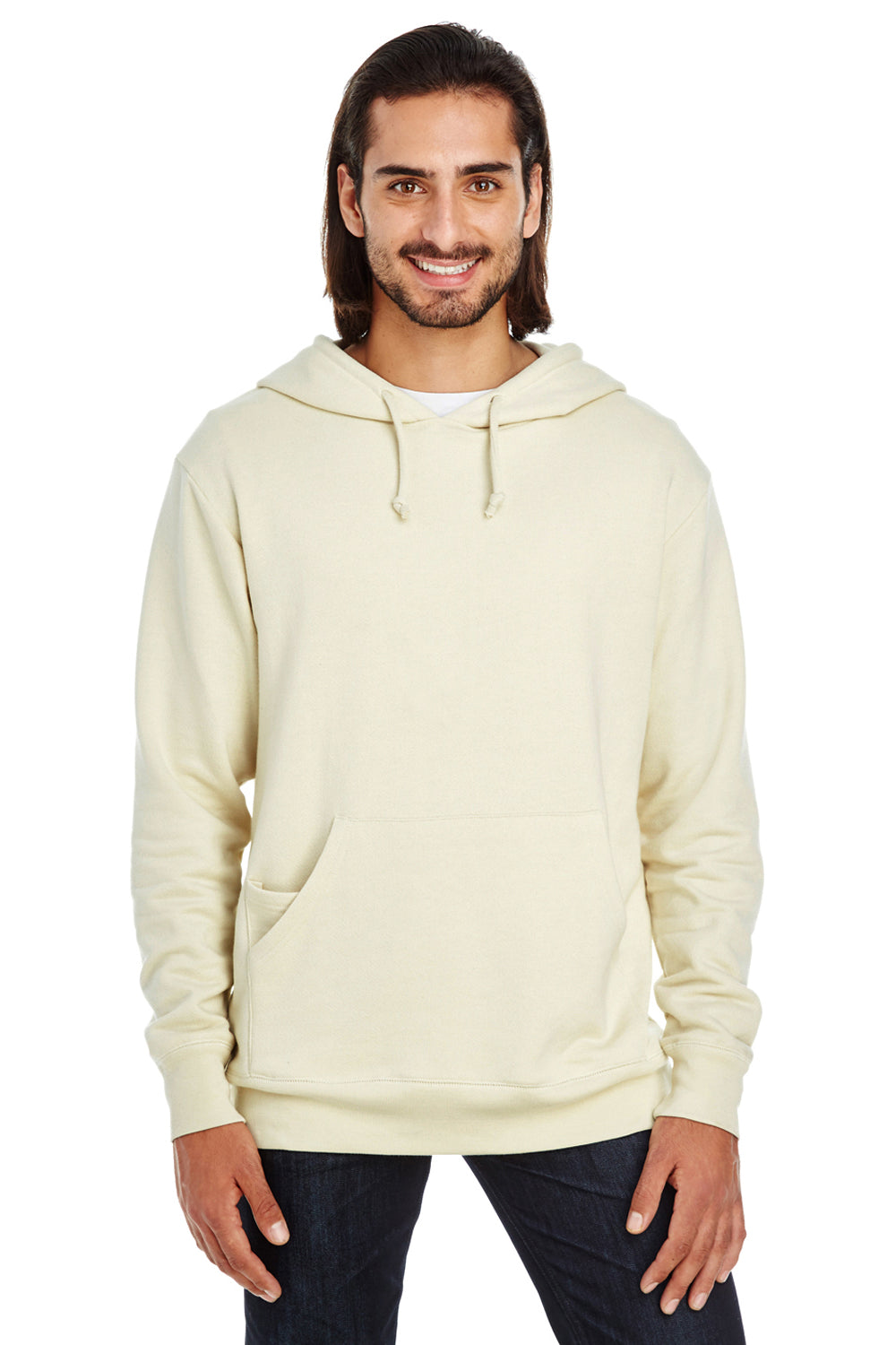 Threadfast Apparel 321H Mens French Terry Hooded Sweatshirt Hoodie Cream Front