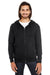Threadfast Apparel 321Z Mens French Terry Full Zip Hooded Sweatshirt Hoodie Black Front