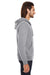 Threadfast Apparel 321Z Mens French Terry Full Zip Hooded Sweatshirt Hoodie Heather Charcoal Grey Side