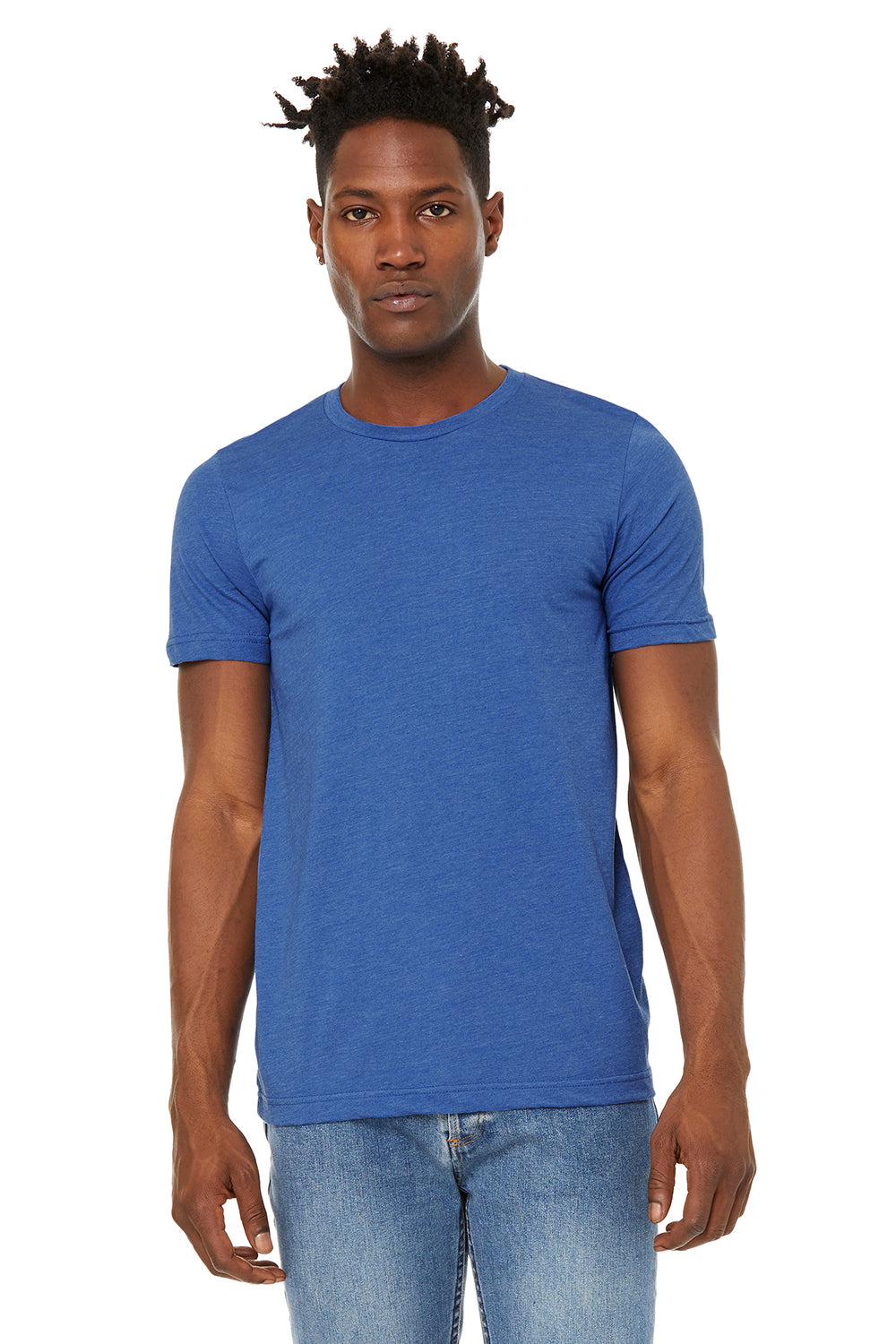 Bella + Canvas BC3301 Jersey Short Sleeve Crewneck T-Shirt Heather Royal Blue Front