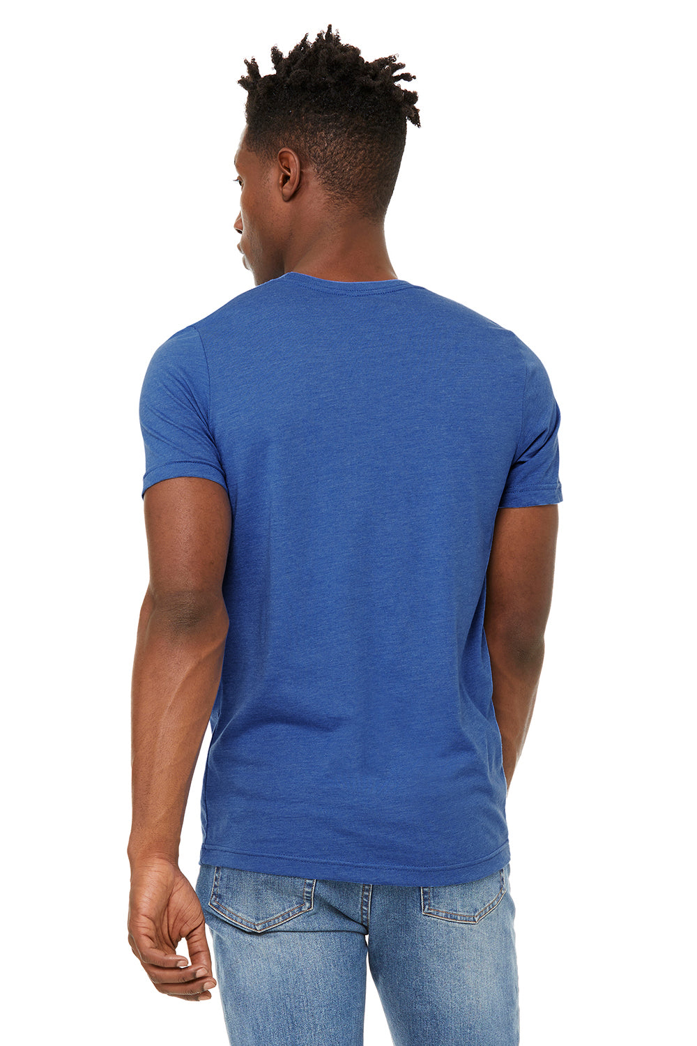 Bella + Canvas BC3301 Jersey Short Sleeve Crewneck T-Shirt Heather Royal Blue Back