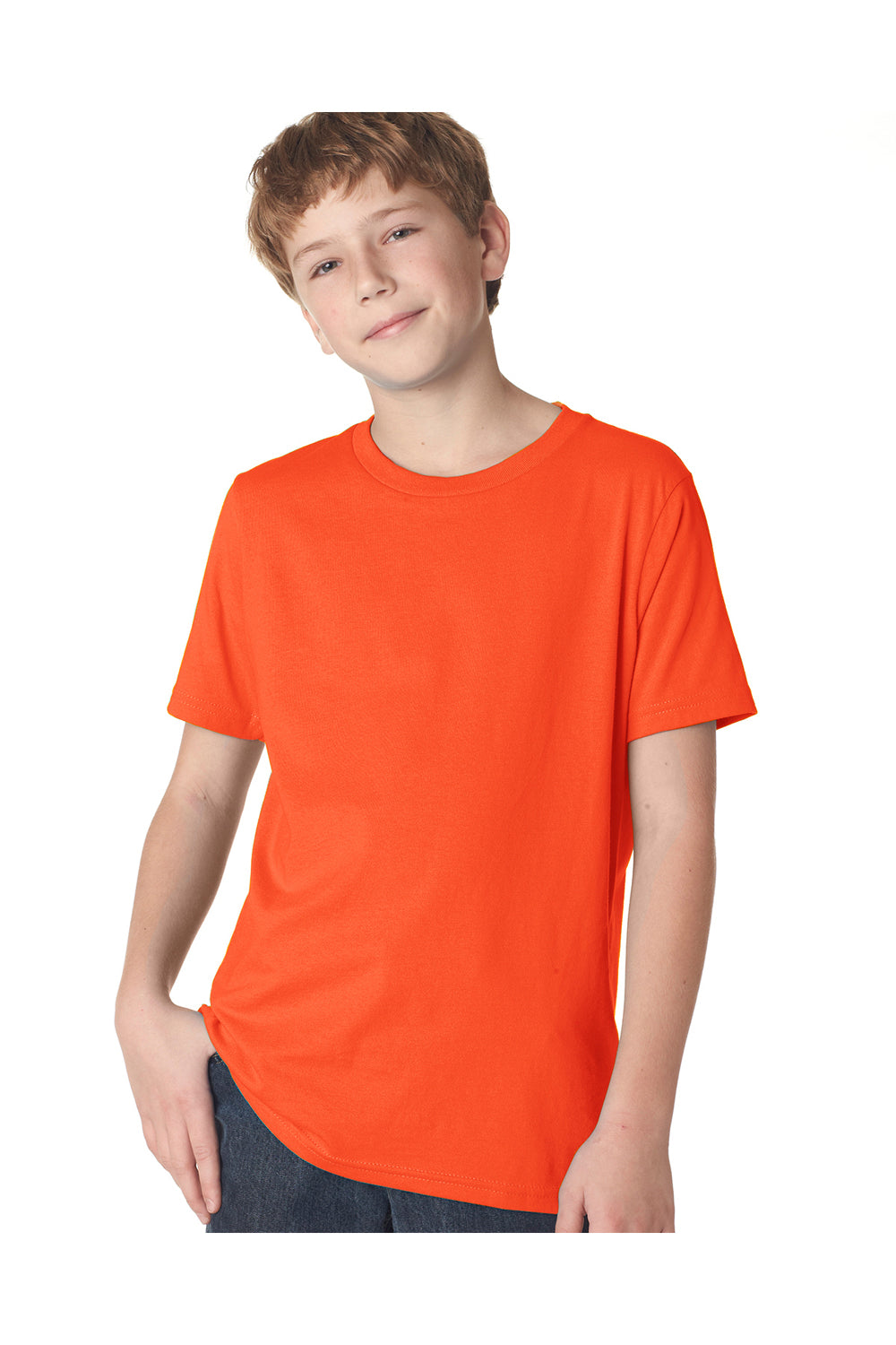 Next Level 3310 Youth Fine Jersey Short Sleeve Crewneck T-Shirt Orange Front