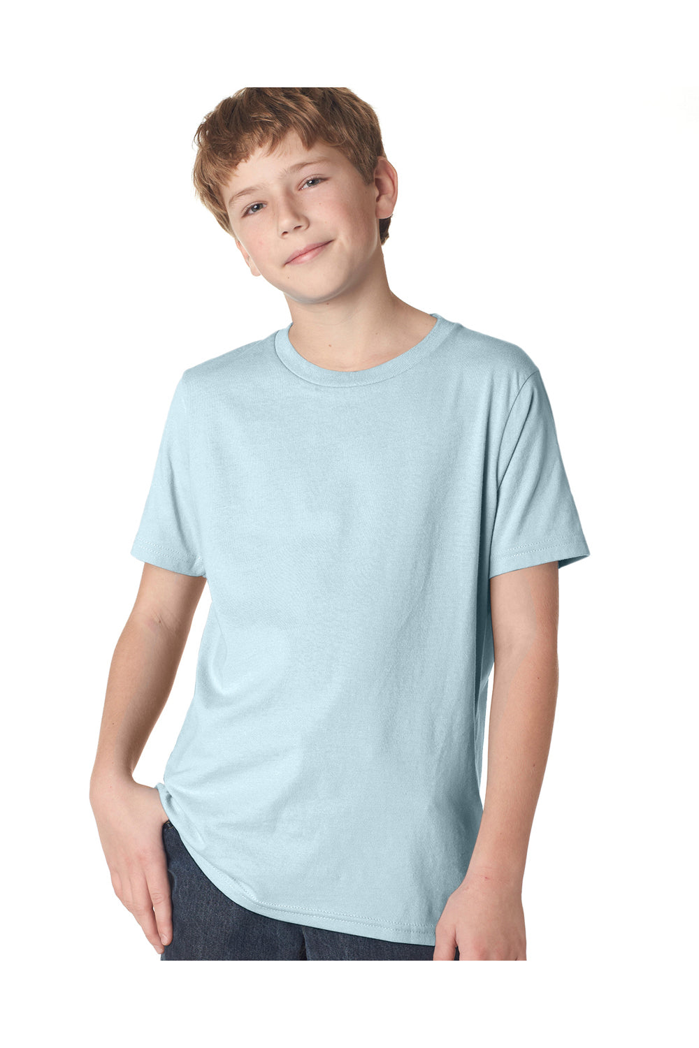 Next Level 3310 Youth Fine Jersey Short Sleeve Crewneck T-Shirt Light Blue Front