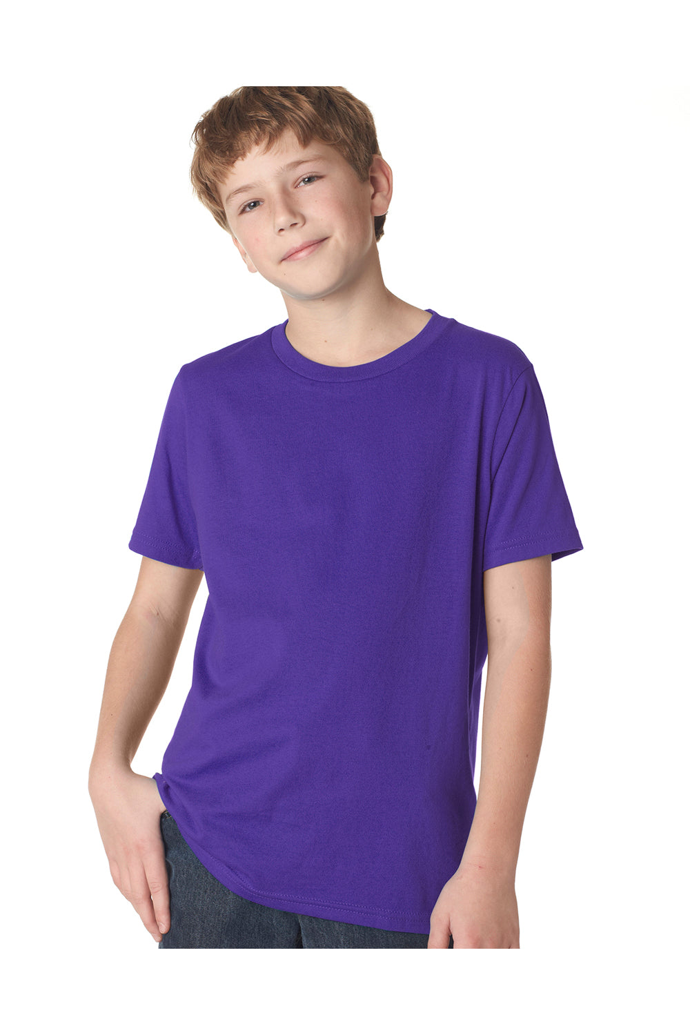 Next Level 3310 Youth Fine Jersey Short Sleeve Crewneck T-Shirt Purple Rush Front