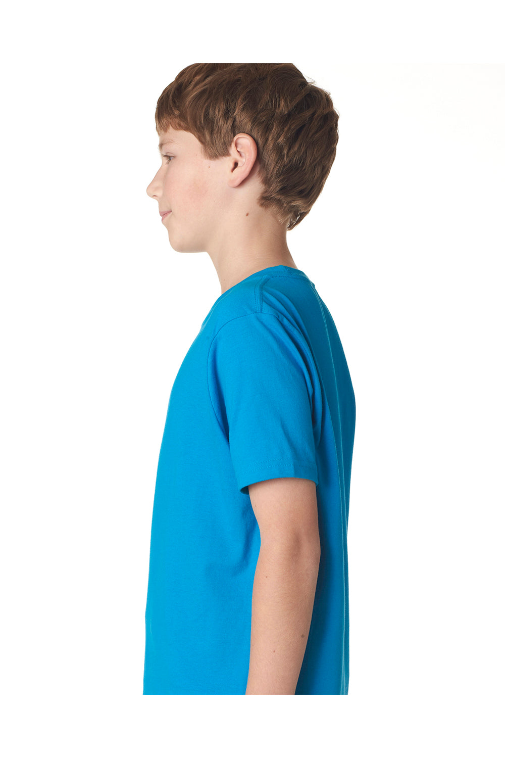 Next Level 3310 Youth Fine Jersey Short Sleeve Crewneck T-Shirt Turquoise Blue Side