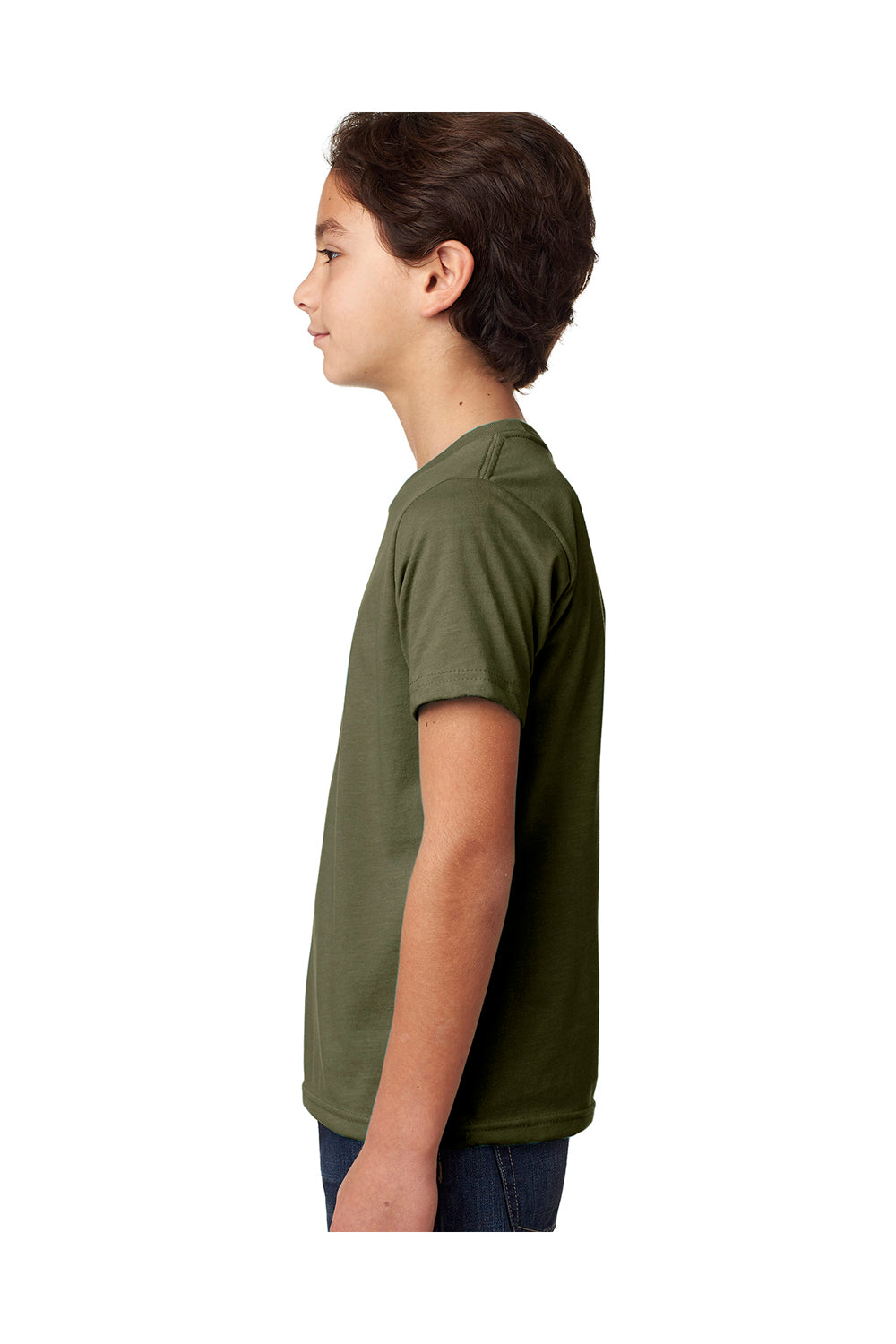 Next Level 3312 Youth CVC Jersey Short Sleeve Crewneck T-Shirt Military Green Side