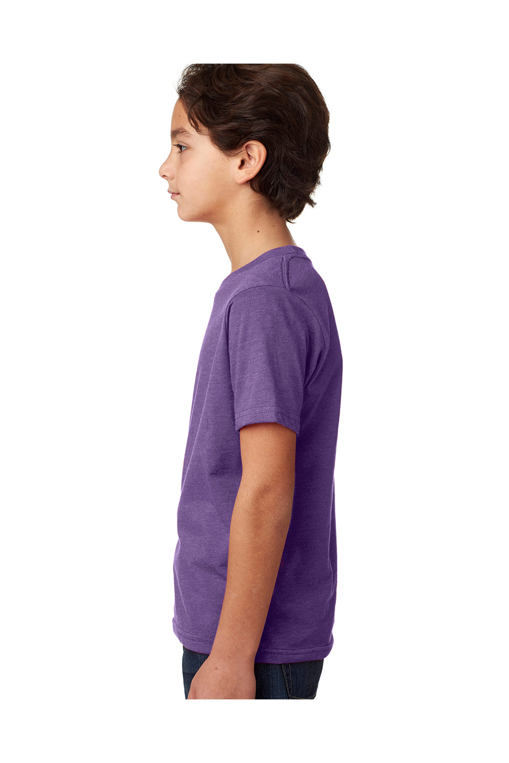 Next Level 3312 Youth CVC Jersey Short Sleeve Crewneck T-Shirt Purple Rush Side