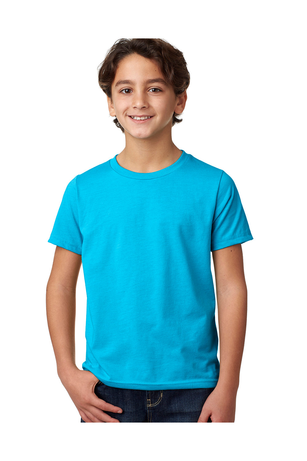 Next Level 3312 Youth CVC Jersey Short Sleeve Crewneck T-Shirt Turquoise Blue Front