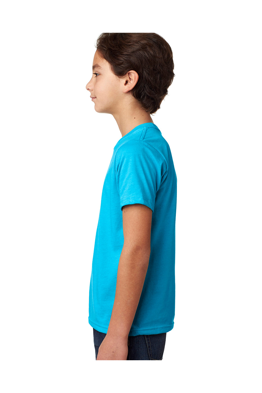 Next Level 3312 Youth CVC Jersey Short Sleeve Crewneck T-Shirt Turquoise Blue Side