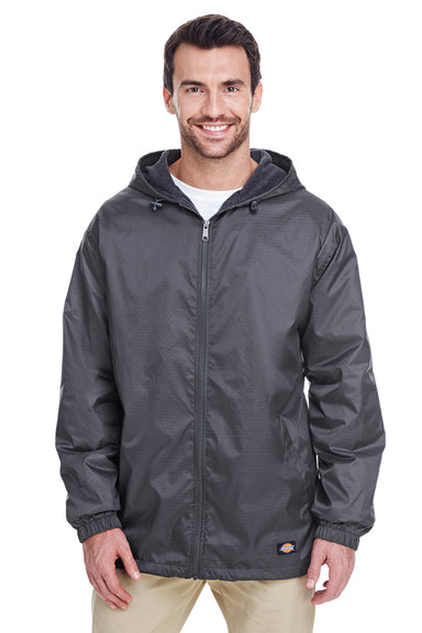 Dickies 33237 Mens Water Resistant Full Zip Hooded Jacket Charcoal Grey Front