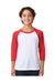 Next Level 3352 Youth CVC Jersey 3/4 Sleeve Crewneck T-Shirt White/Red Front
