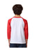 Next Level 3352 Youth CVC Jersey 3/4 Sleeve Crewneck T-Shirt White/Red Back