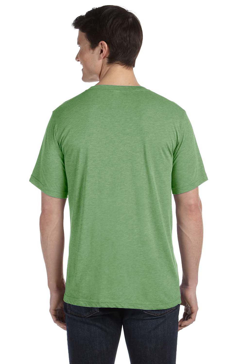 Bella + Canvas 3415C Mens Short Sleeve V-Neck T-Shirt Green Back
