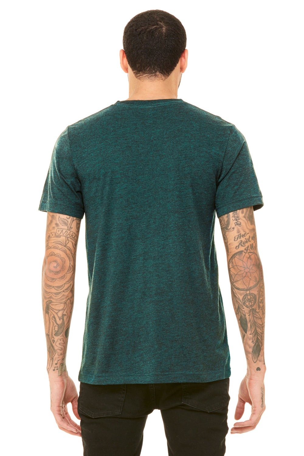 Bella + Canvas 3415C Mens Short Sleeve V-Neck T-Shirt Emerald Green Back