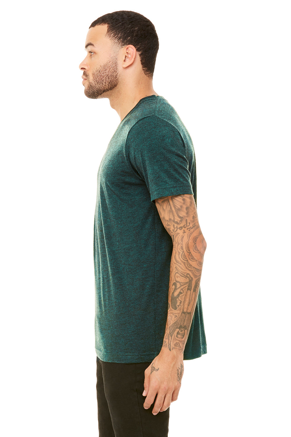 Bella + Canvas 3415C Mens Short Sleeve V-Neck T-Shirt Emerald Green Side