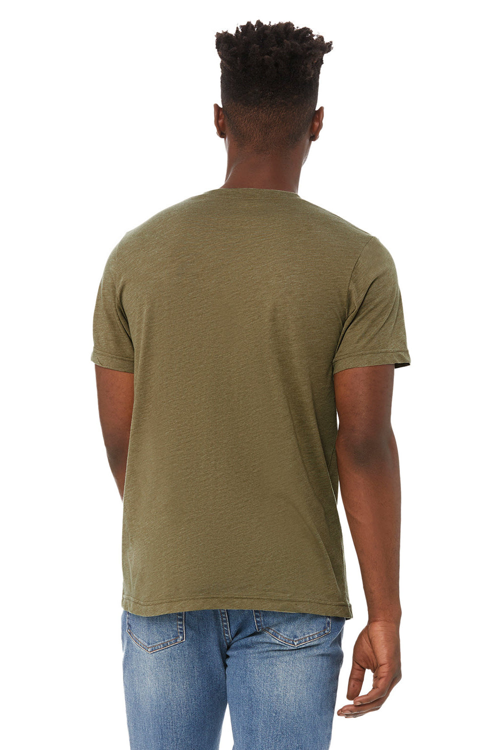 Bella + Canvas BC3415/3415C/3415 Mens Short Sleeve V-Neck T-Shirt Olive Green Back