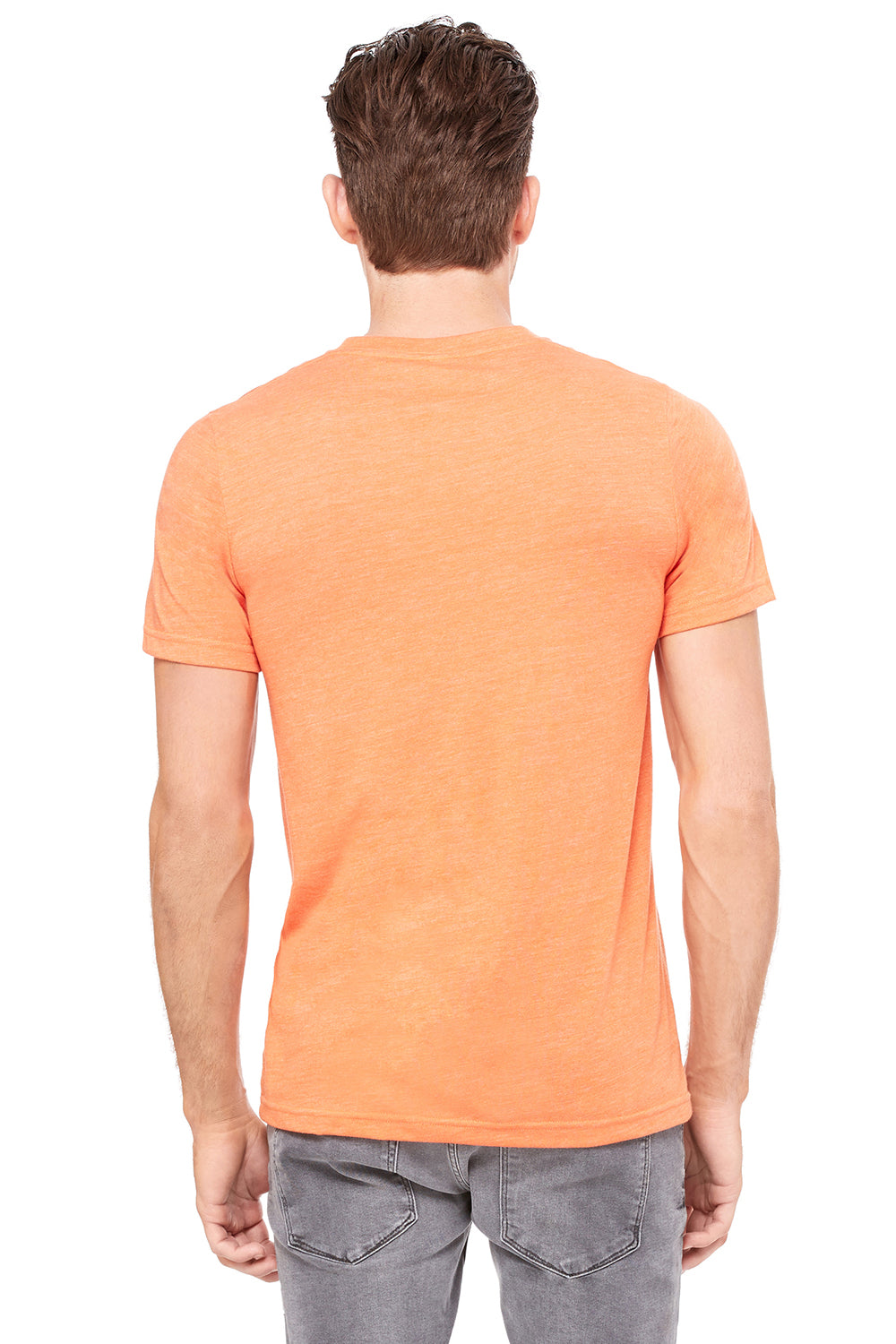Bella + Canvas 3415C Mens Short Sleeve V-Neck T-Shirt Orange Back