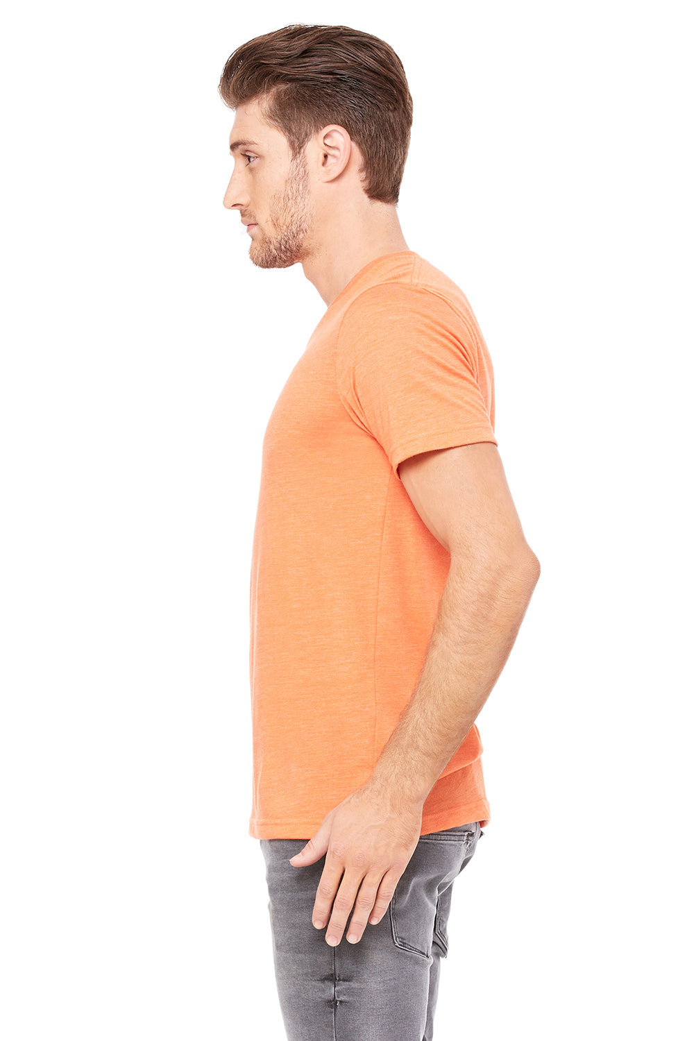 Bella + Canvas 3415C Mens Short Sleeve V-Neck T-Shirt Orange Side
