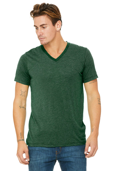 Bella + Canvas 3415C Mens Short Sleeve V-Neck T-Shirt Grass Green Front