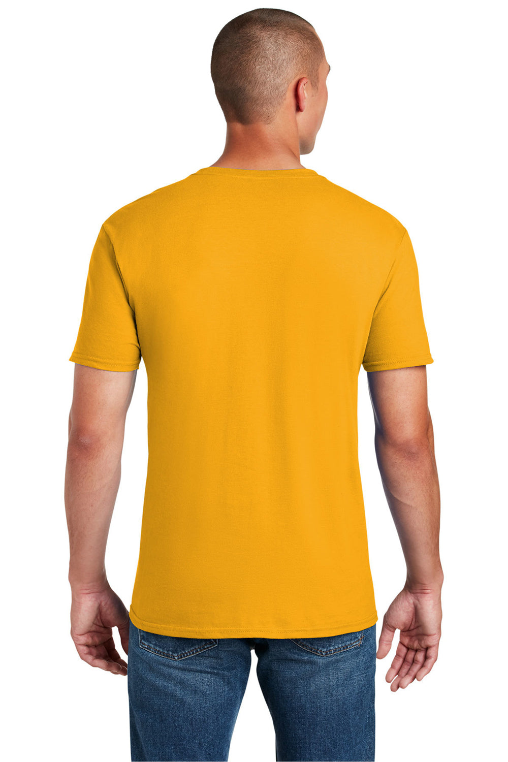 Gildan 64000/G640 Mens Softstyle Short Sleeve Crewneck T-Shirt Gold Back