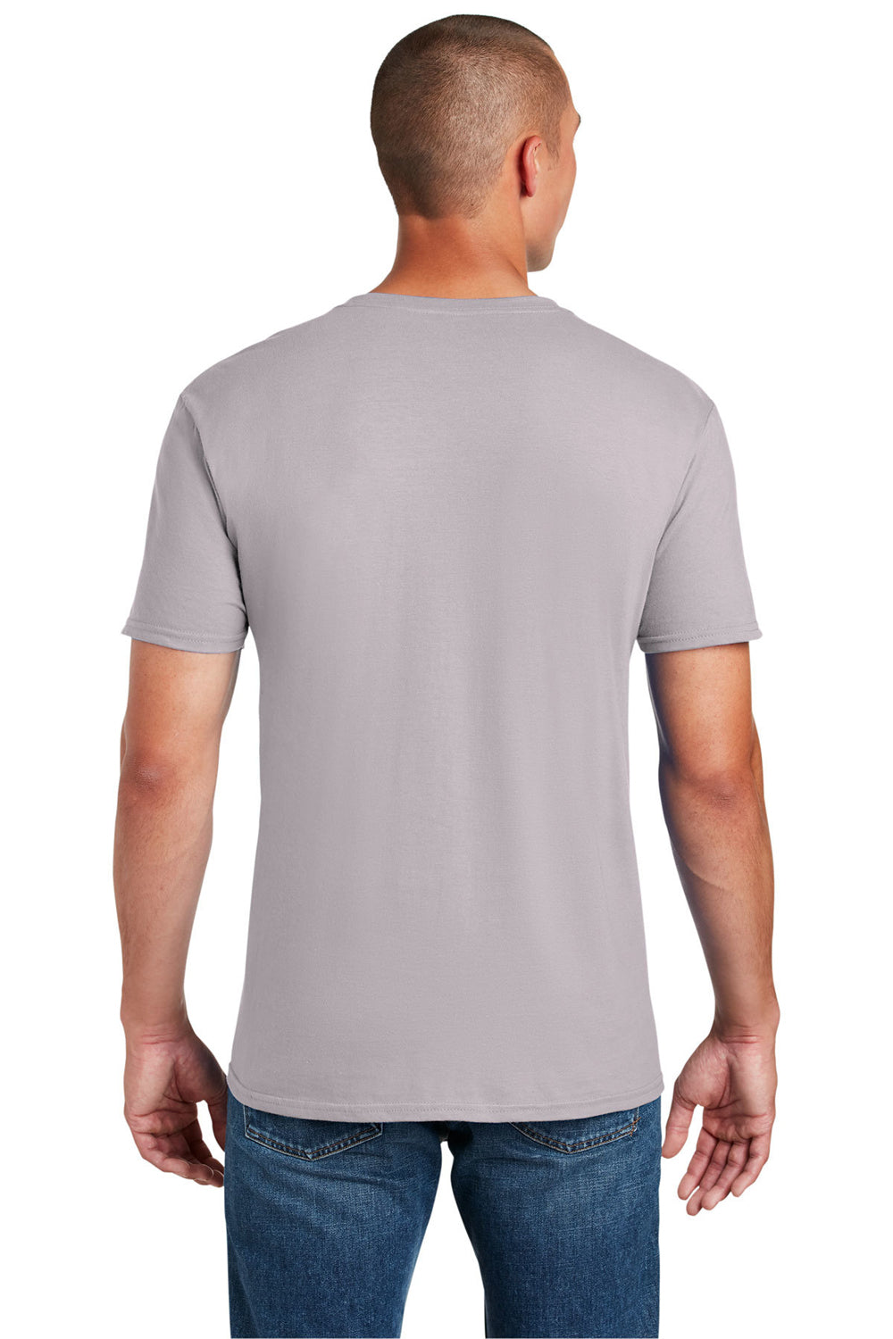Gildan 64000/G640 Mens Softstyle Short Sleeve Crewneck T-Shirt Ice Grey Back