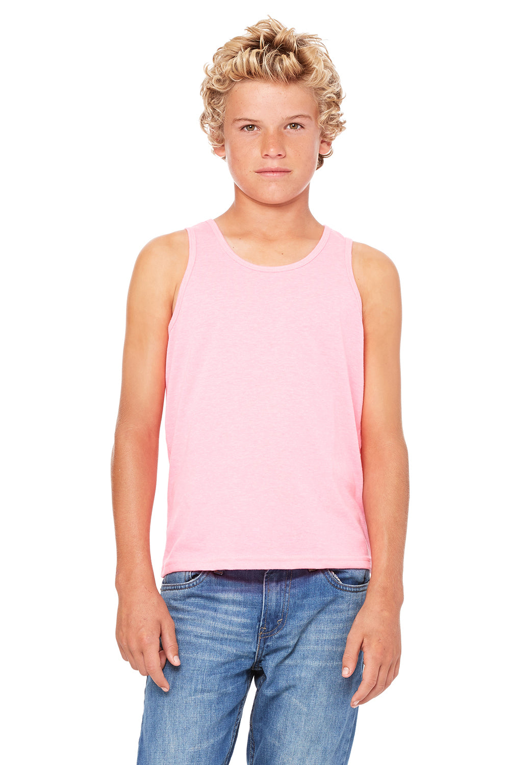 Bella + Canvas 3480Y Youth Jersey Tank Top Neon Pink Front