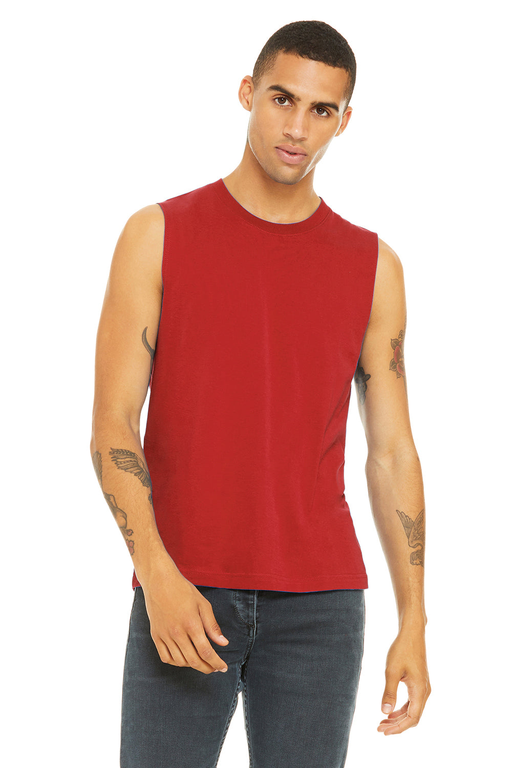 Bella + Canvas 3483 Mens Jersey Muscle Tank Top Red Front