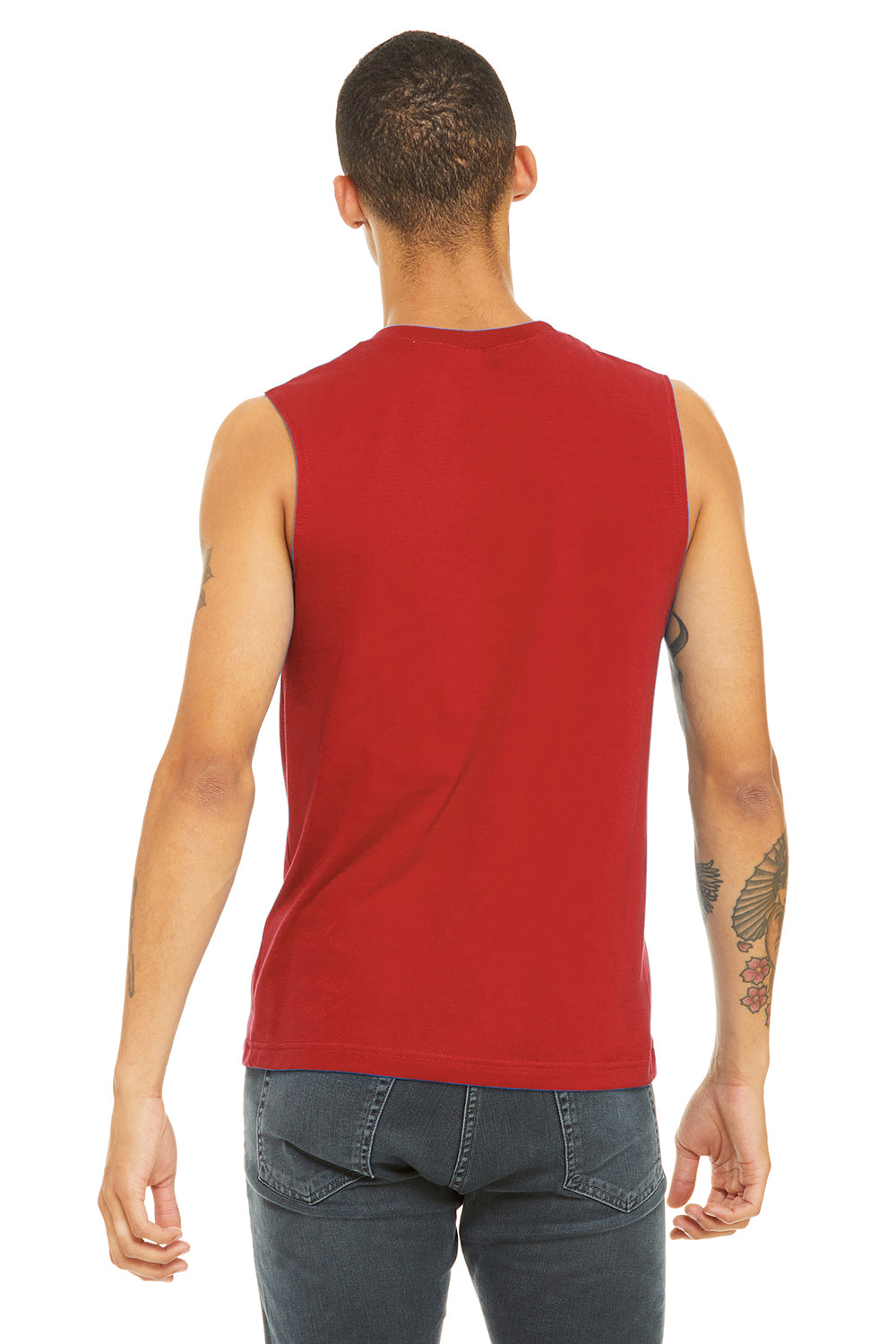 Bella + Canvas 3483 Mens Jersey Muscle Tank Top Red Back