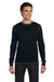 Bella + Canvas 3500 Mens Thermal Long Sleeve Crewneck T-Shirt Black/Grey Front