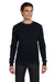 Bella + Canvas 3500 Mens Thermal Long Sleeve Crewneck T-Shirt Black Front