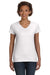 LAT 3507 Womens Fine Jersey Short Sleeve V-Neck T-Shirt White Front