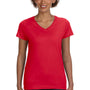 LAT Womens Fine Jersey Short Sleeve V-Neck T-Shirt - Red