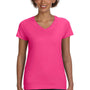 LAT Womens Fine Jersey Short Sleeve V-Neck T-Shirt - Hot Pink