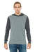 Bella + Canvas 3512 Mens Jersey Long Sleeve Hooded T-Shirt Hoodie Heather Deep Grey/Dark Grey Front