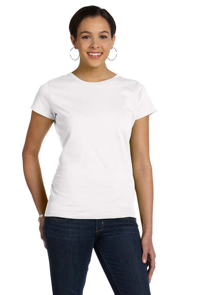 LAT 3516 Womens Fine Jersey Short Sleeve Crewneck T-Shirt White Front