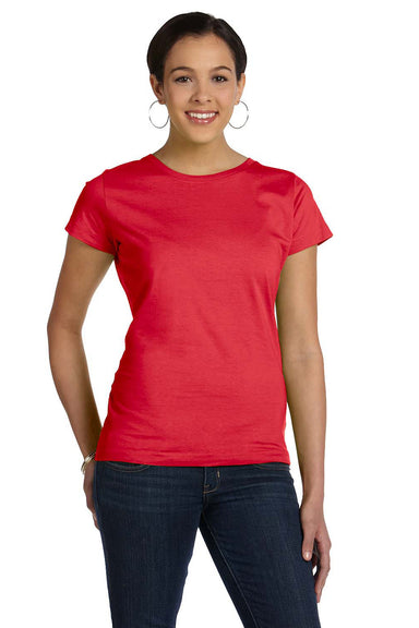 LAT 3516 Womens Fine Jersey Short Sleeve Crewneck T-Shirt Red Front