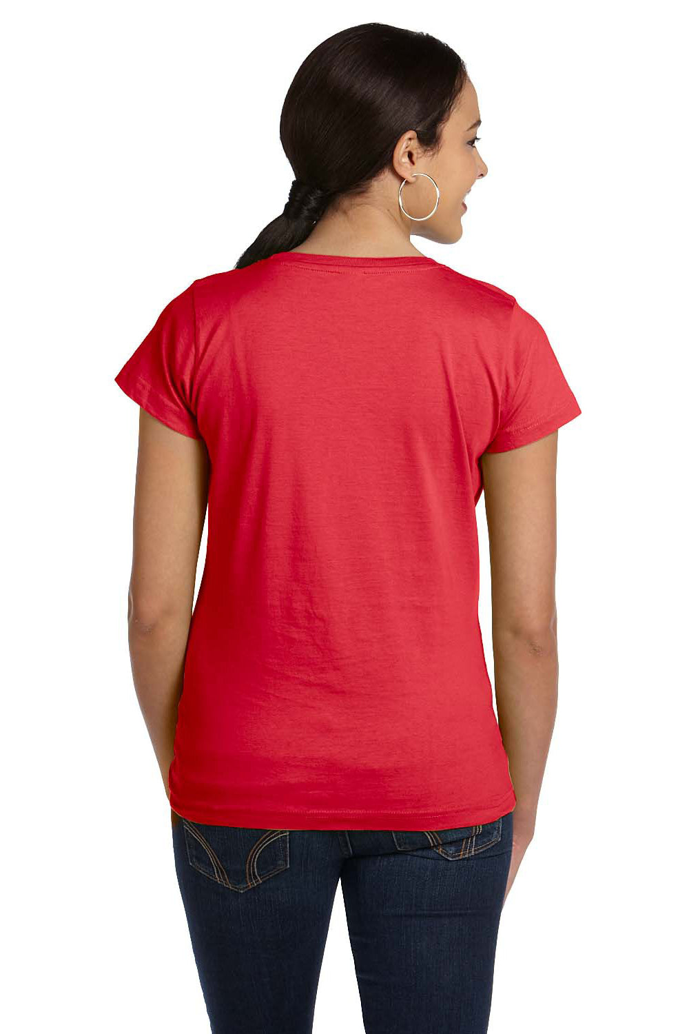 LAT 3516 Womens Fine Jersey Short Sleeve Crewneck T-Shirt Red Back