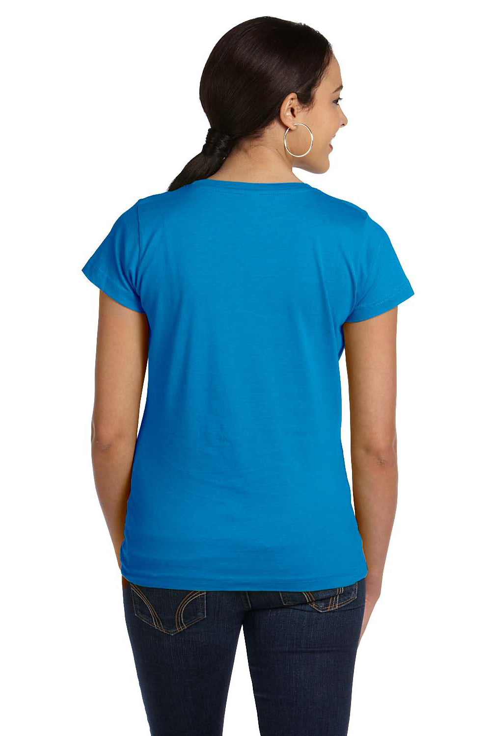 LAT 3516 Womens Fine Jersey Short Sleeve Crewneck T-Shirt Cobalt Blue Back