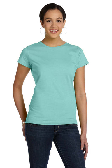 LAT 3516 Womens Fine Jersey Short Sleeve Crewneck T-Shirt Chill Blue Front