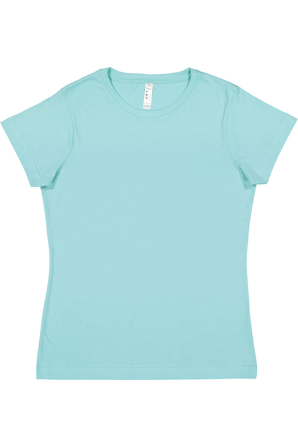 LAT 3516 Womens Fine Jersey Short Sleeve Crewneck T-Shirt Chill Blue Flat Front