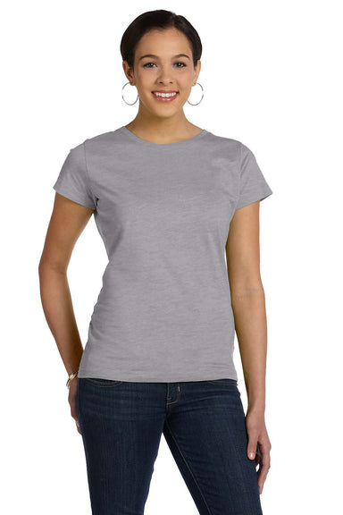 LAT 3516 Womens Fine Jersey Short Sleeve Crewneck T-Shirt Heather Grey Front