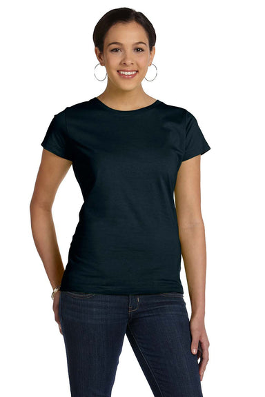 LAT 3516 Womens Fine Jersey Short Sleeve Crewneck T-Shirt Black Front
