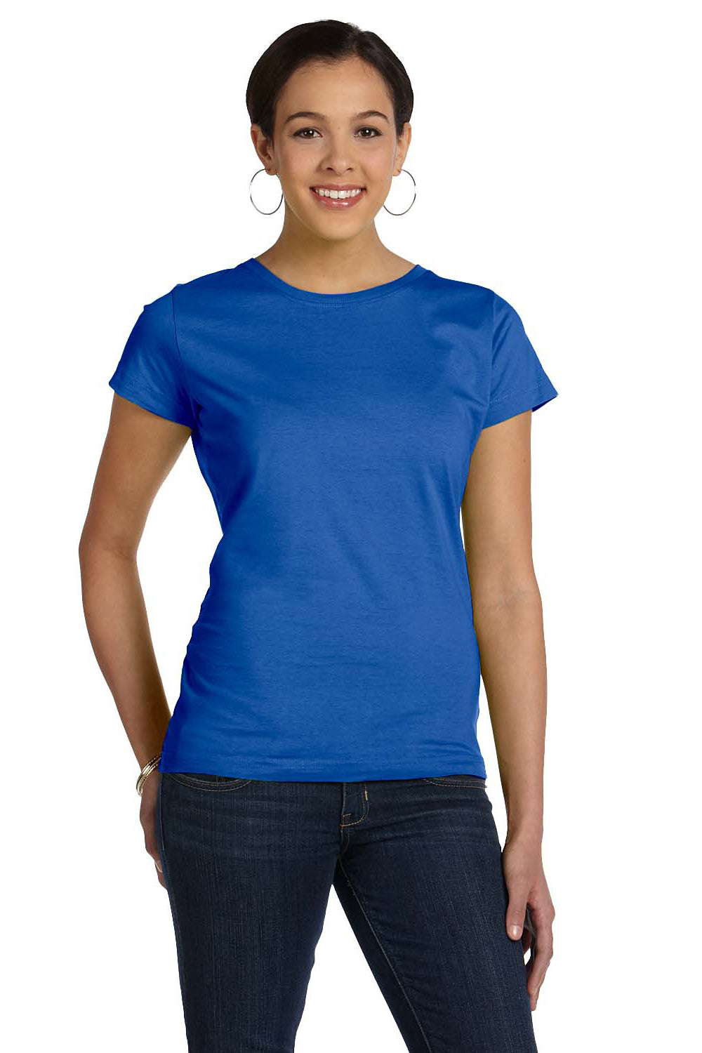 LAT 3516 Womens Fine Jersey Short Sleeve Crewneck T-Shirt Royal Blue Front